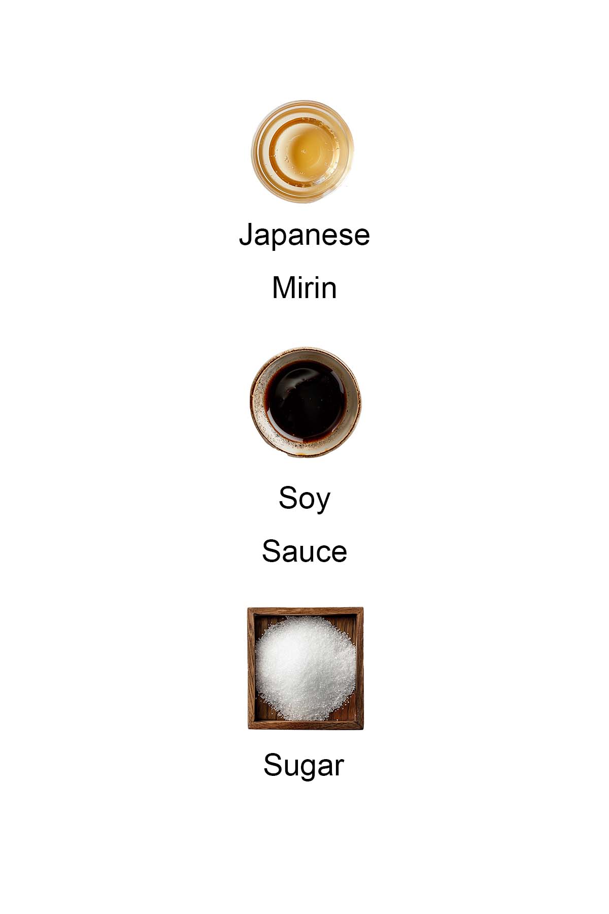 Ingredients for teriyaki sauce. 