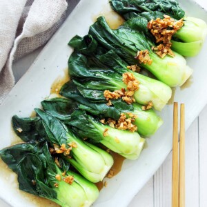 Chinese greens with oyster sauce and garlic oil.