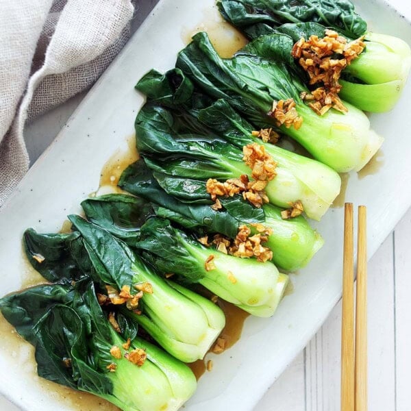 Chinese greens with oyster sauce and garlic oil.