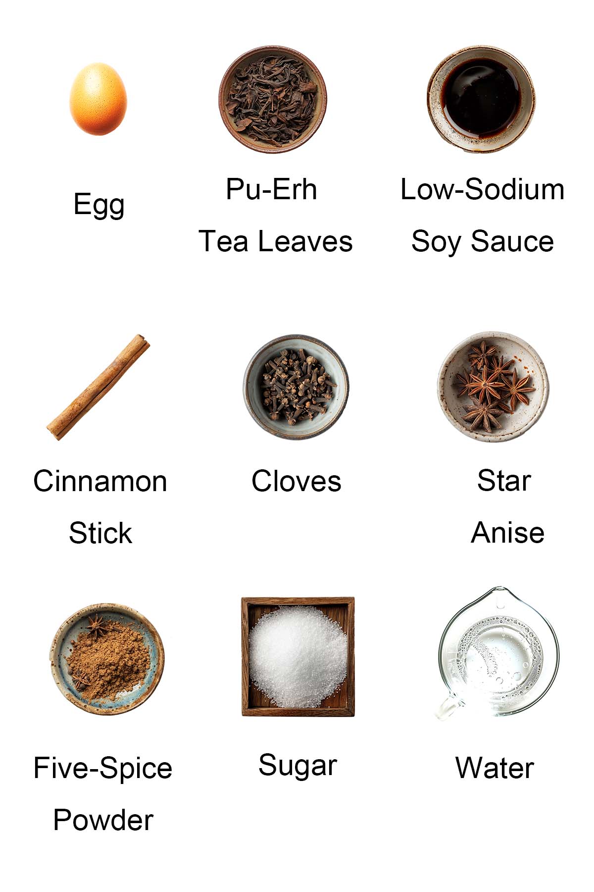Ingredients for Chinese tea eggs. 