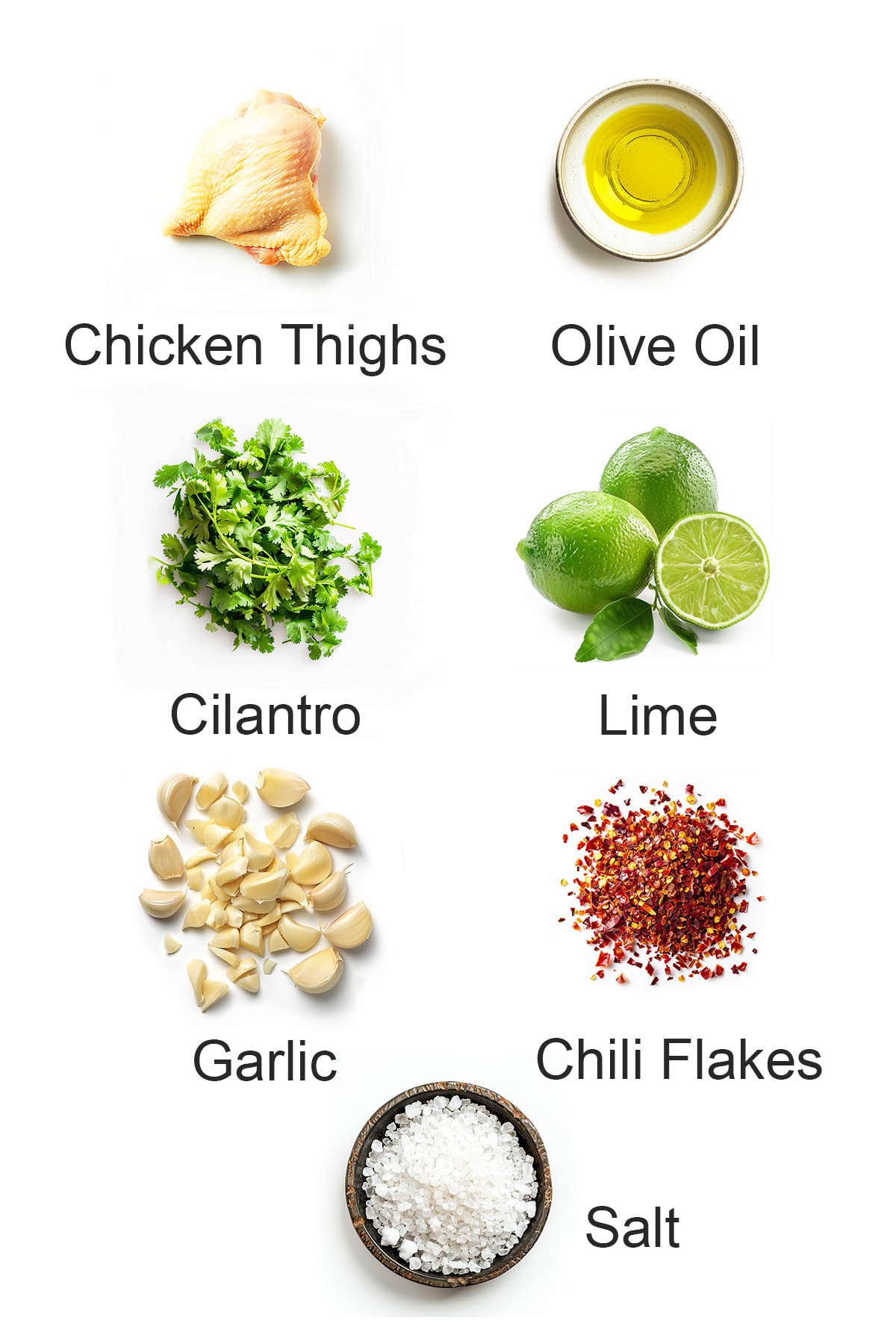 Ingredients for cilantro lime chicken recipe. 
