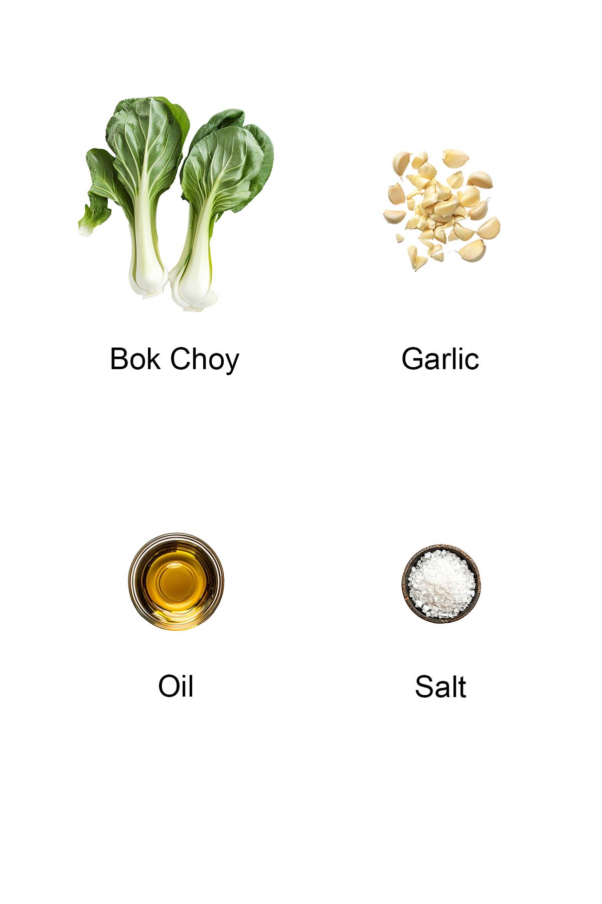 Ingredients for garlic bok choy. 