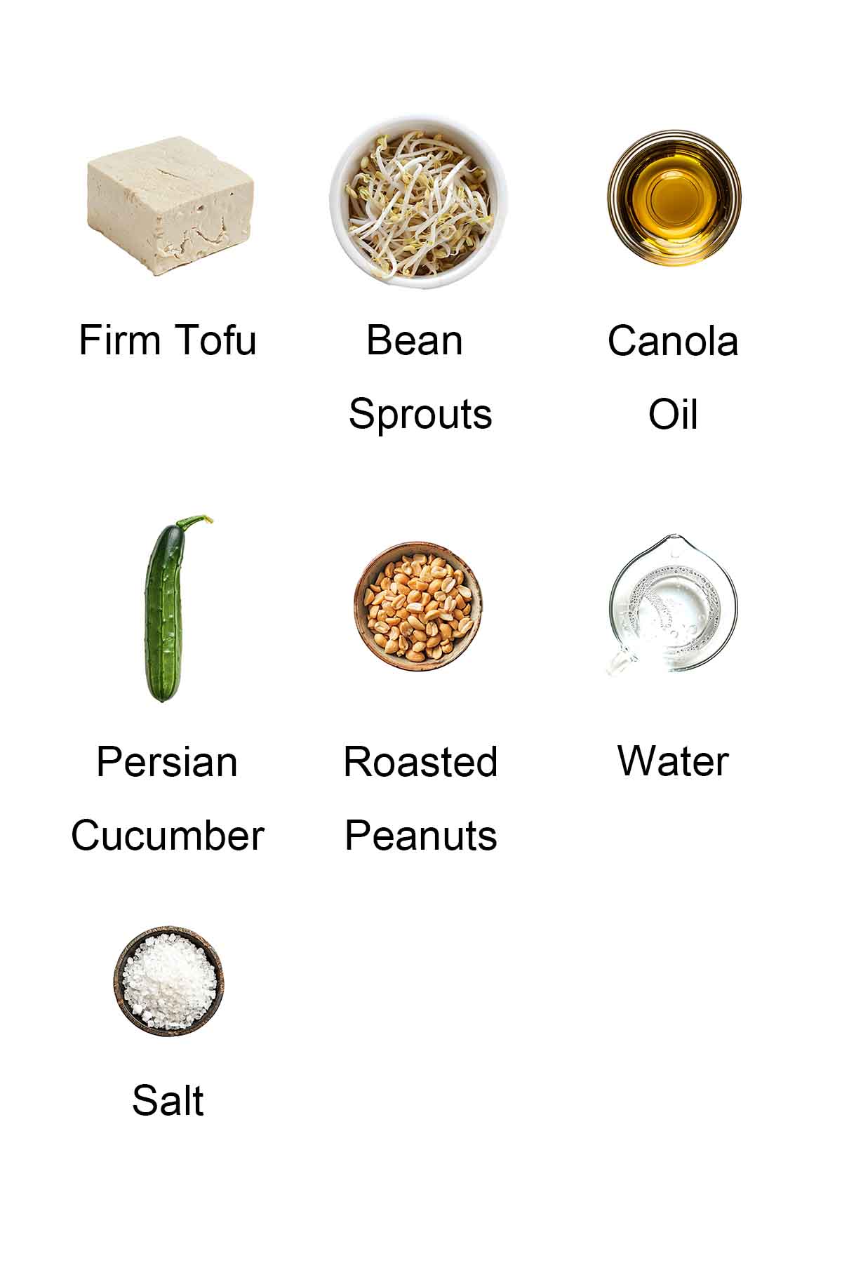 Ingredients for grilled crisp tofu pockets.