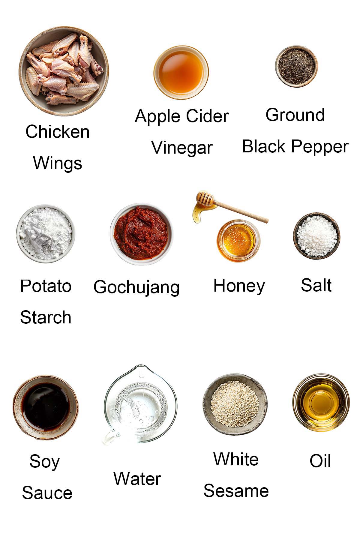 Ingredients for Korean fried chicken. 