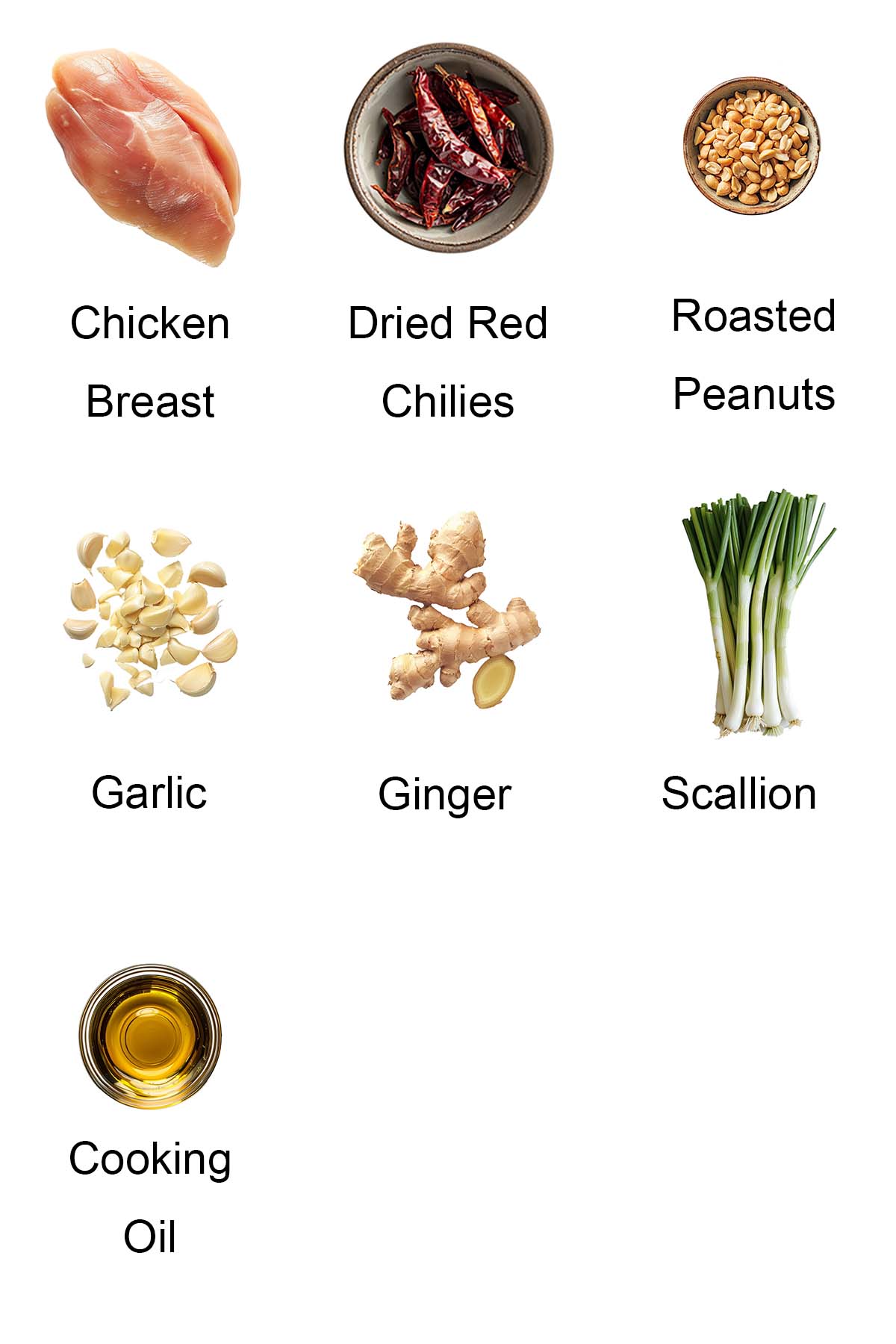 Ingredients for Kung Po Chicken. 