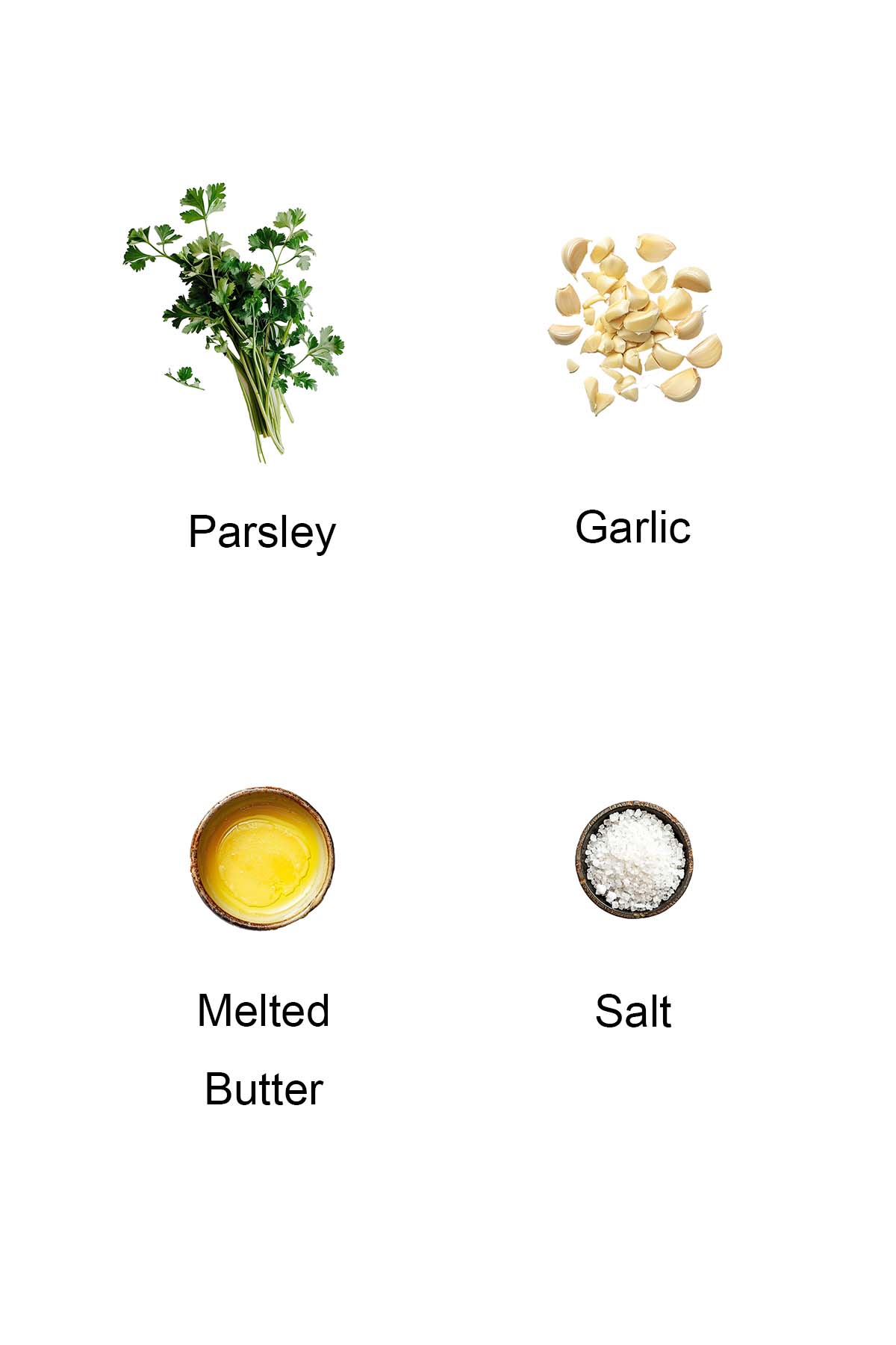 Ingredients for pull apart garlic bread topping. 