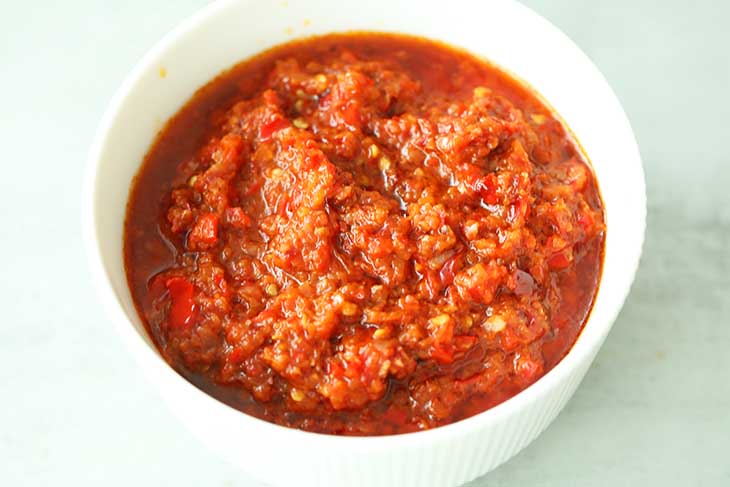 Cooked sambal ready to be used in any recipe.