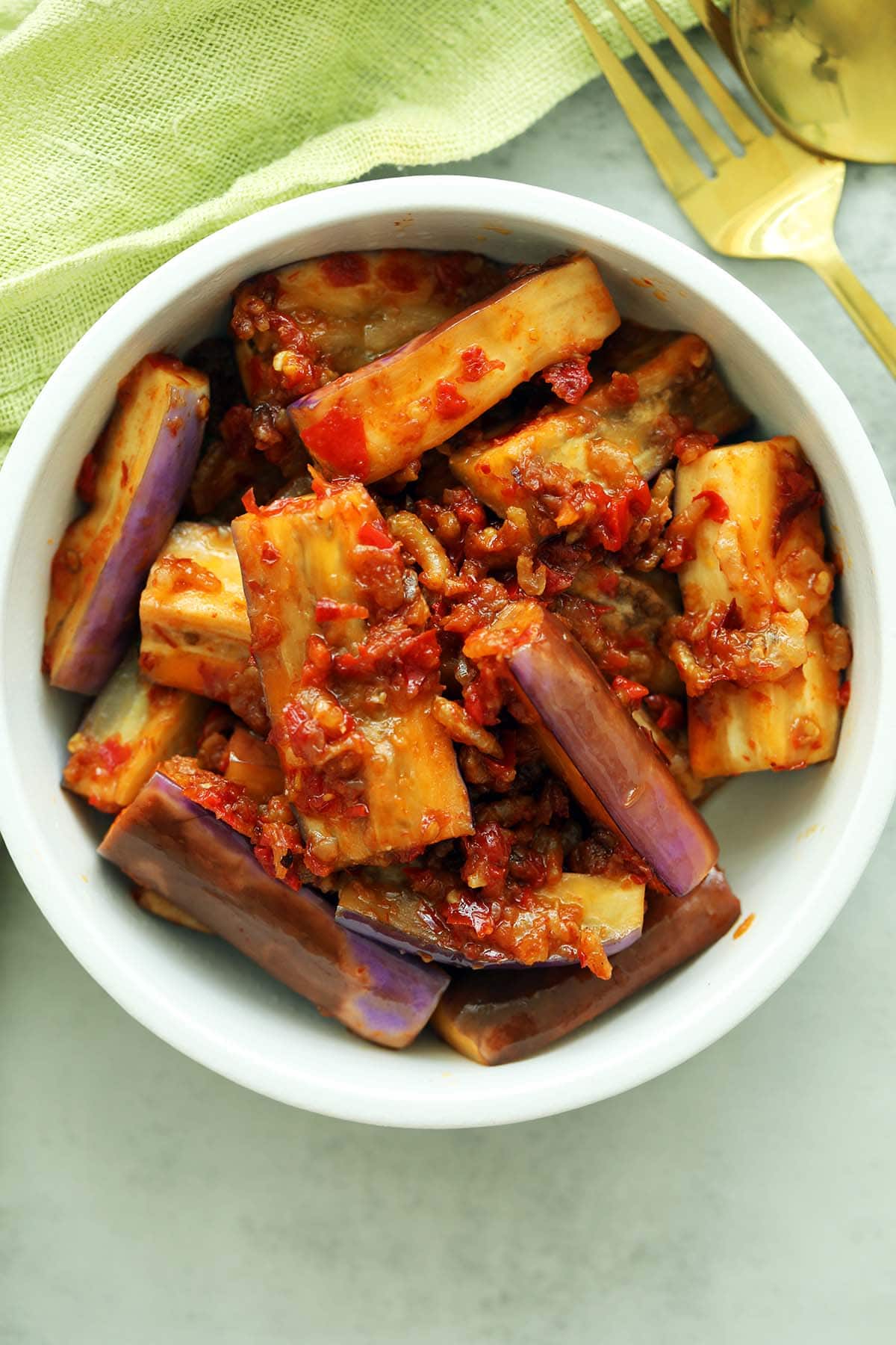 Delicious and Spicy Sambal Eggplant.