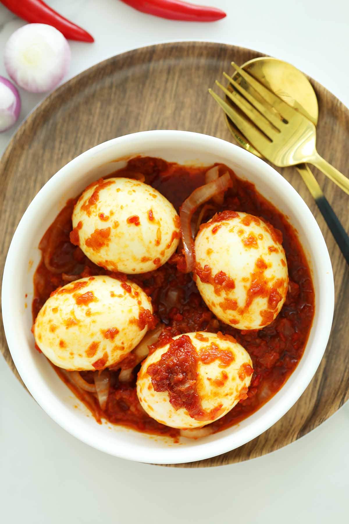 Delicious and Spicy Sambal Telur in a Bowl
