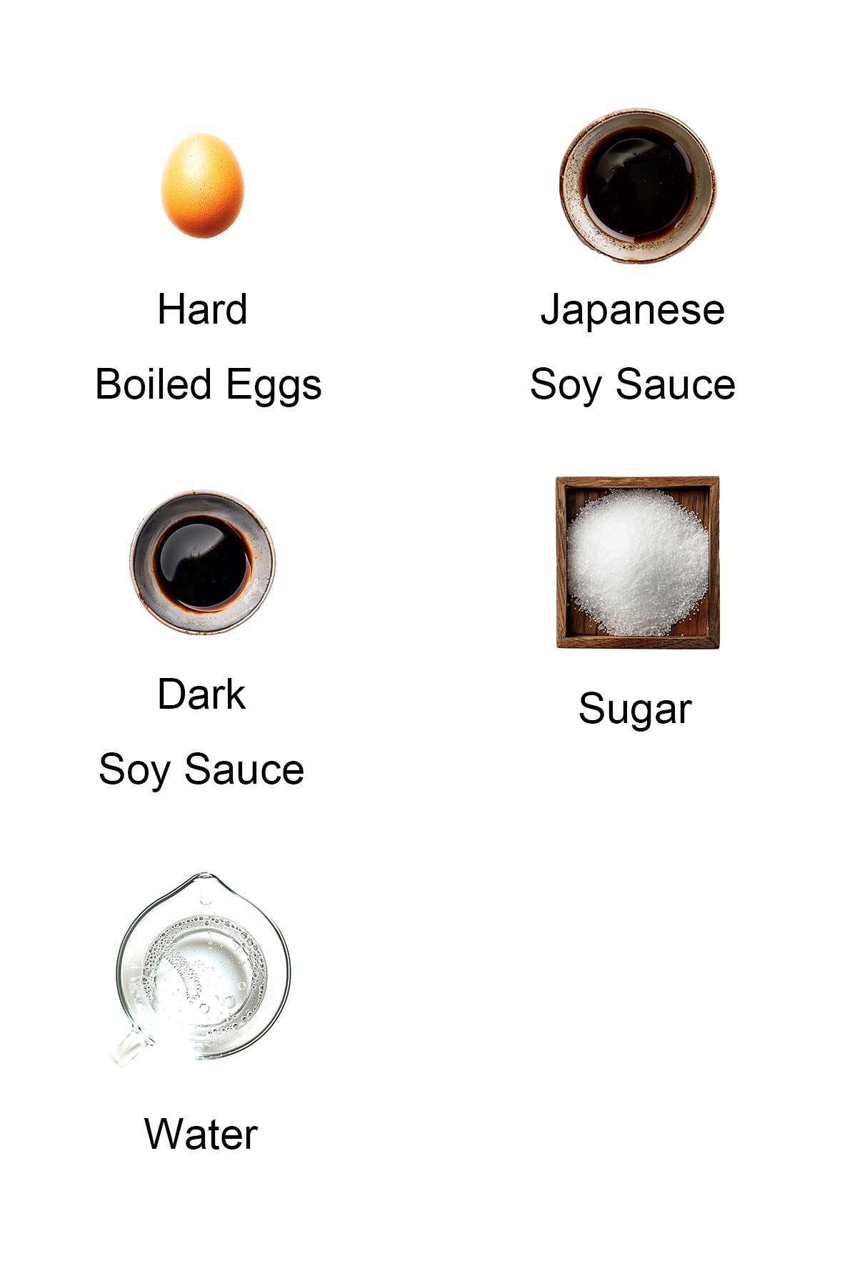 Ingredients for shoyu eggs. 