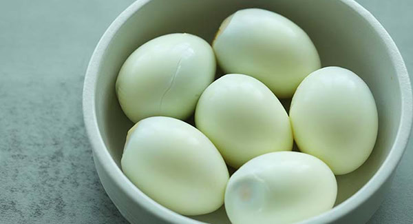 Hard boiled eggs in a bowl. 