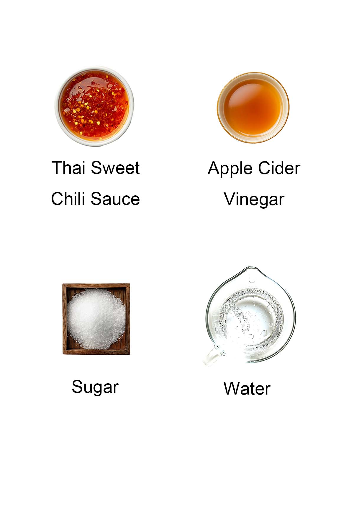 Ingredients for thai cucumber salad dressing. 