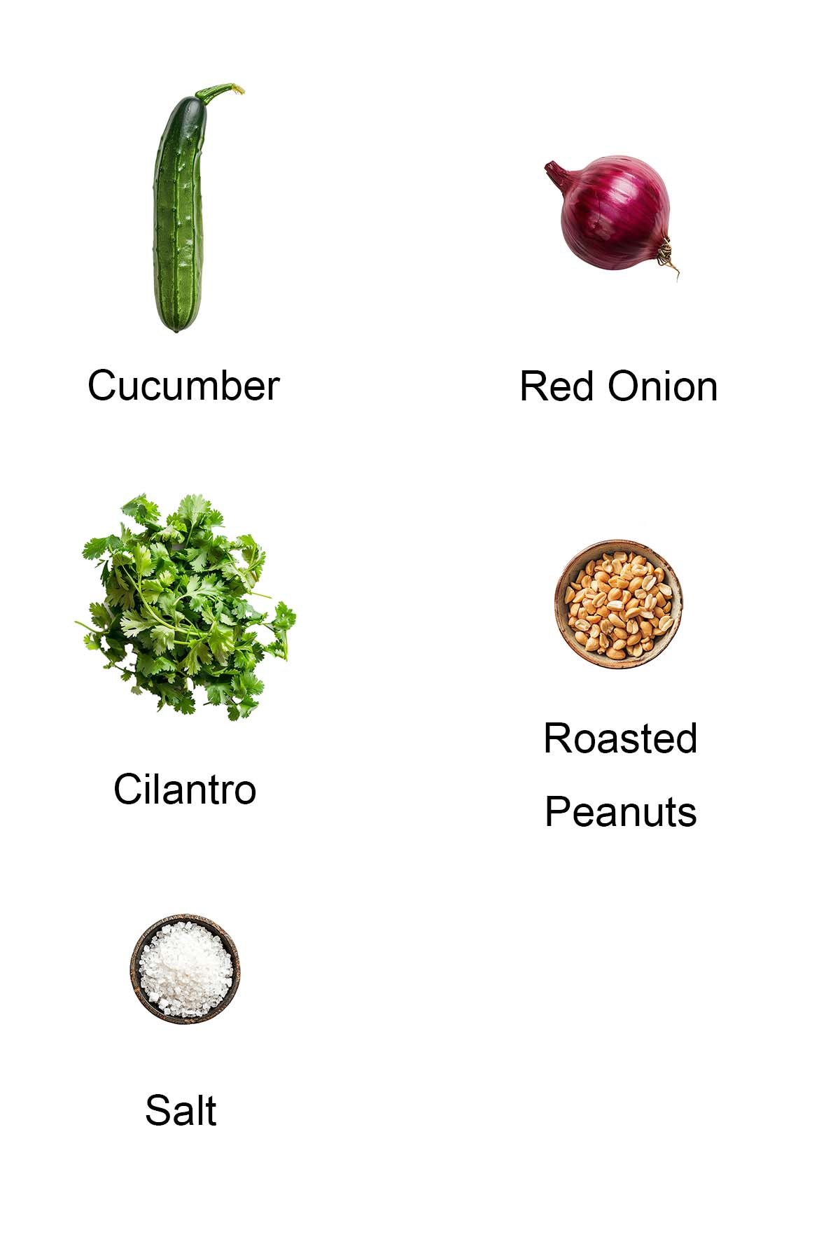 Ingredients for Thai cucumber salad. 