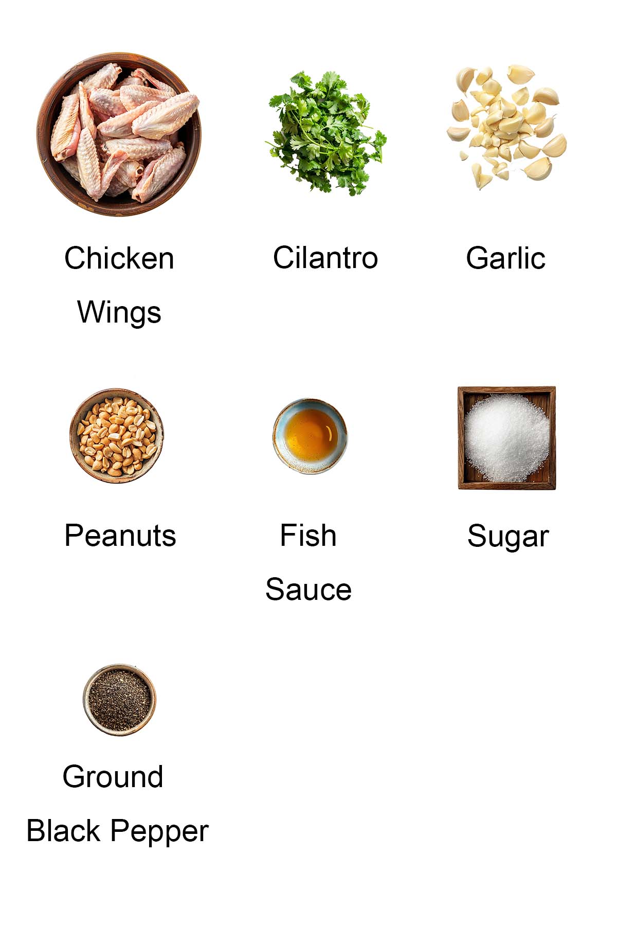 Ingredients for Vietnamese chicken wings. 