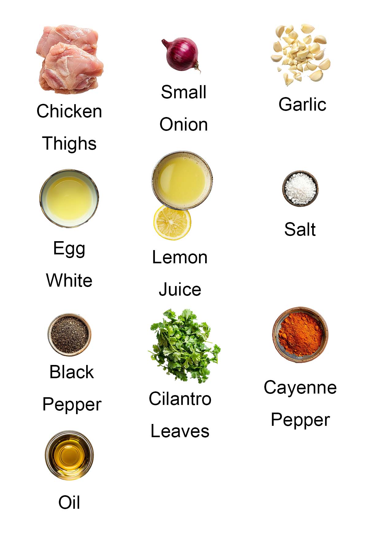 Ingredients for chicken meatballs. 