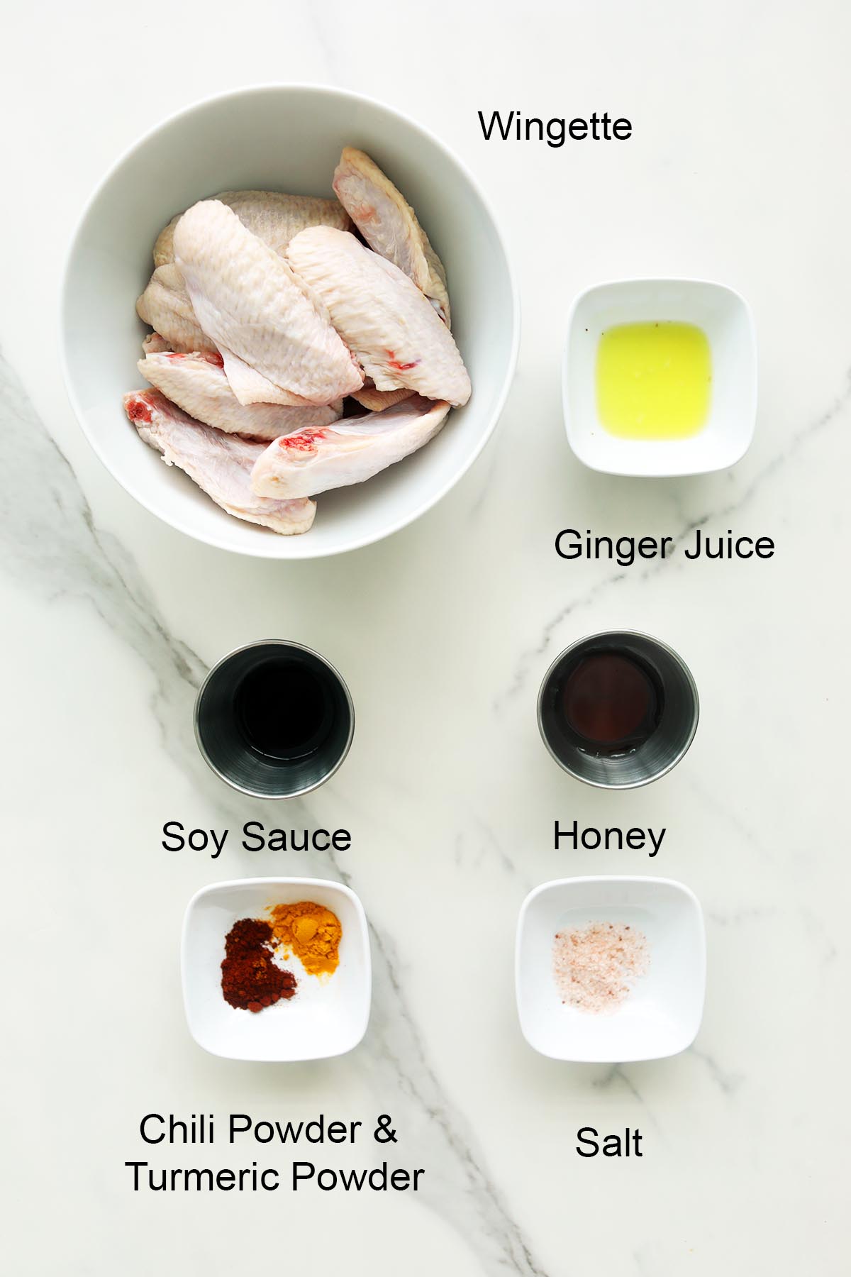 Ingredients for honey wings. 