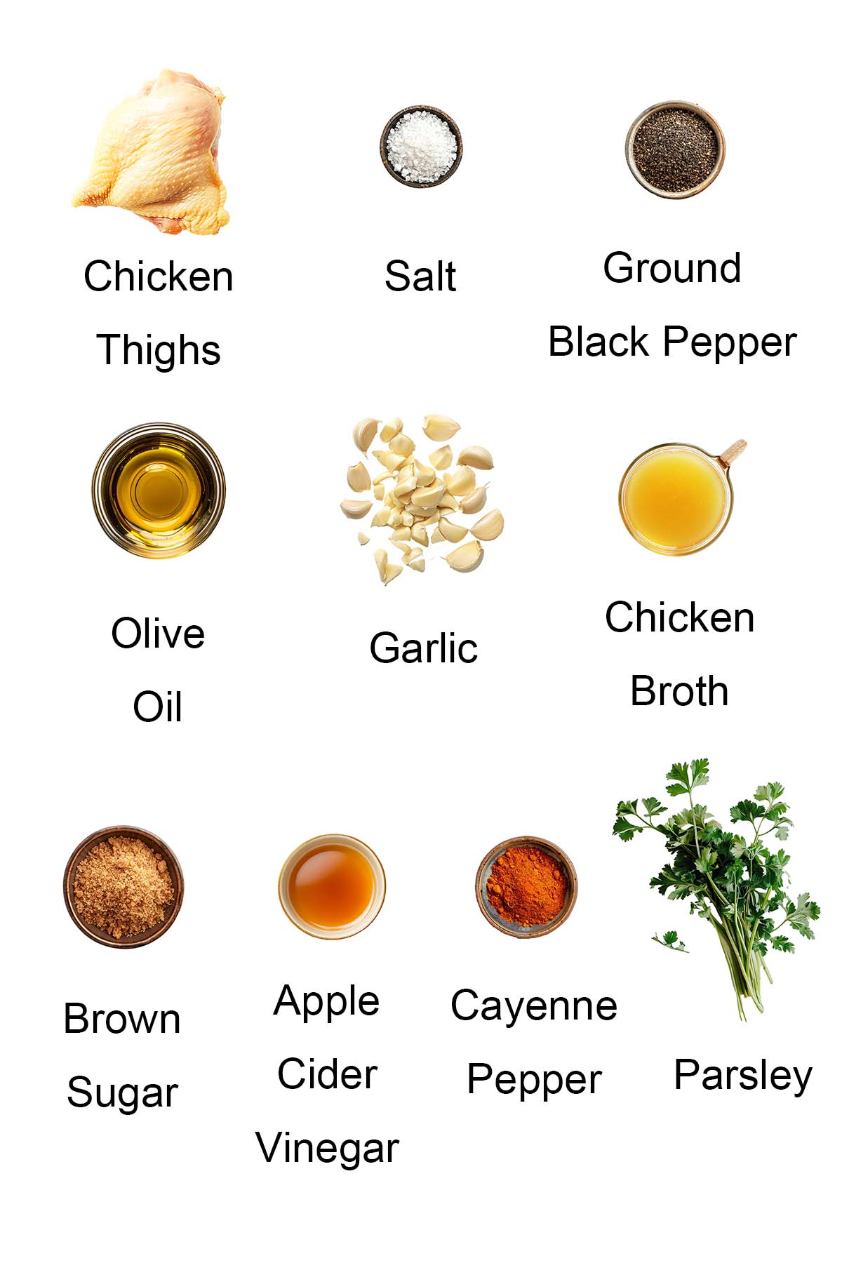 Ingredients for brown sugar chicken thighs. 