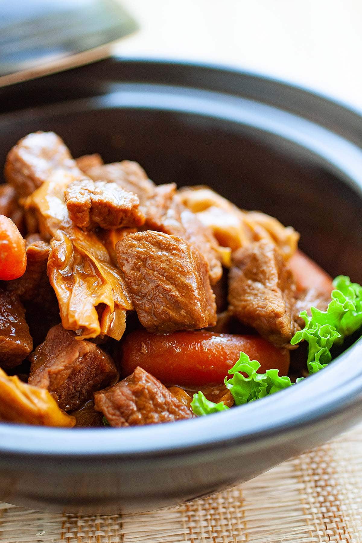 Asian stewed beef ready to serve. 