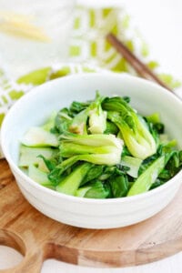 Bok Choy stir fry served in a bowl.