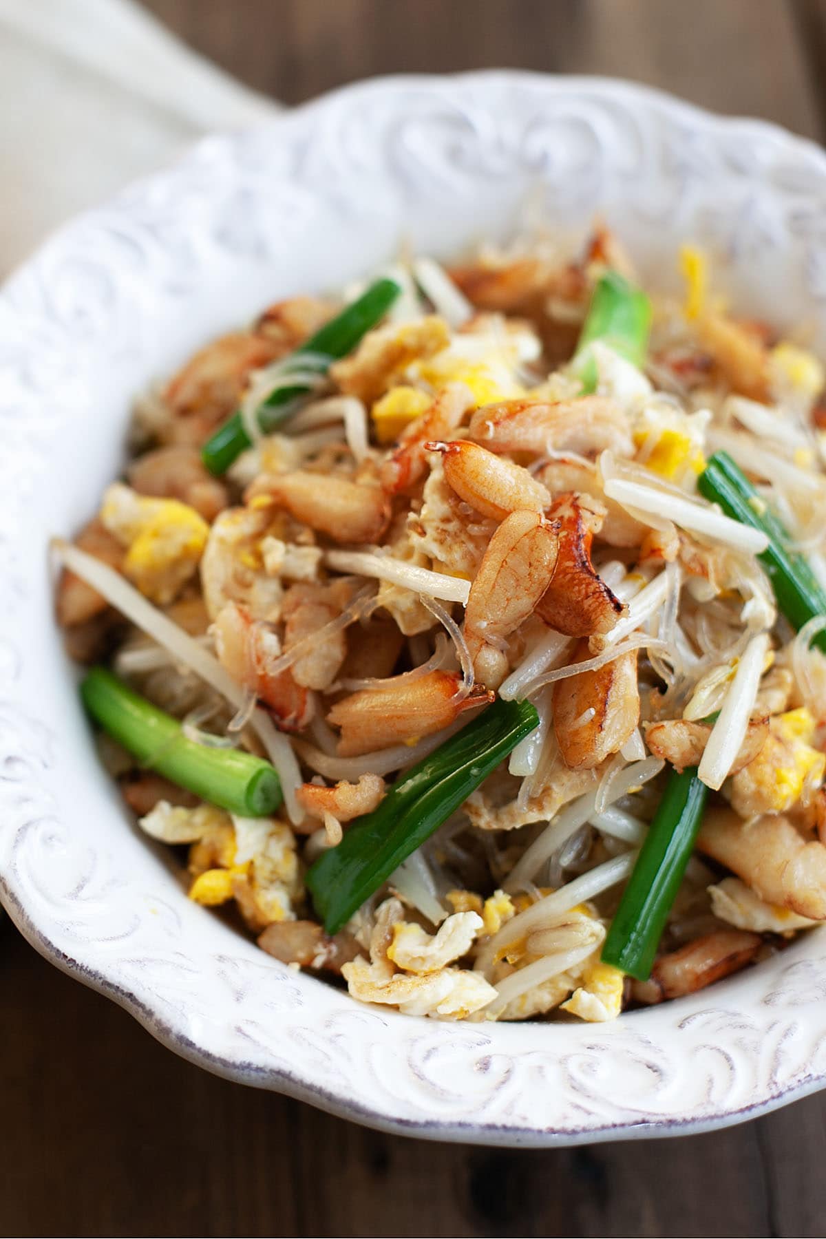 Thai glass noodles with crab meat. 