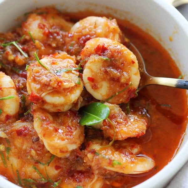 Malaysian style prawn sambal or shrimp sambal.