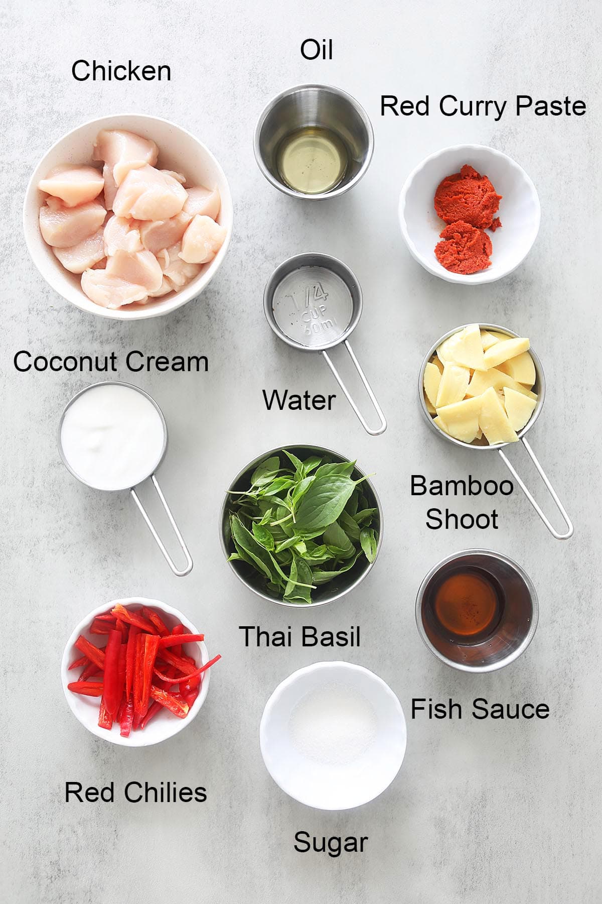 Thai red curry ingredients. 