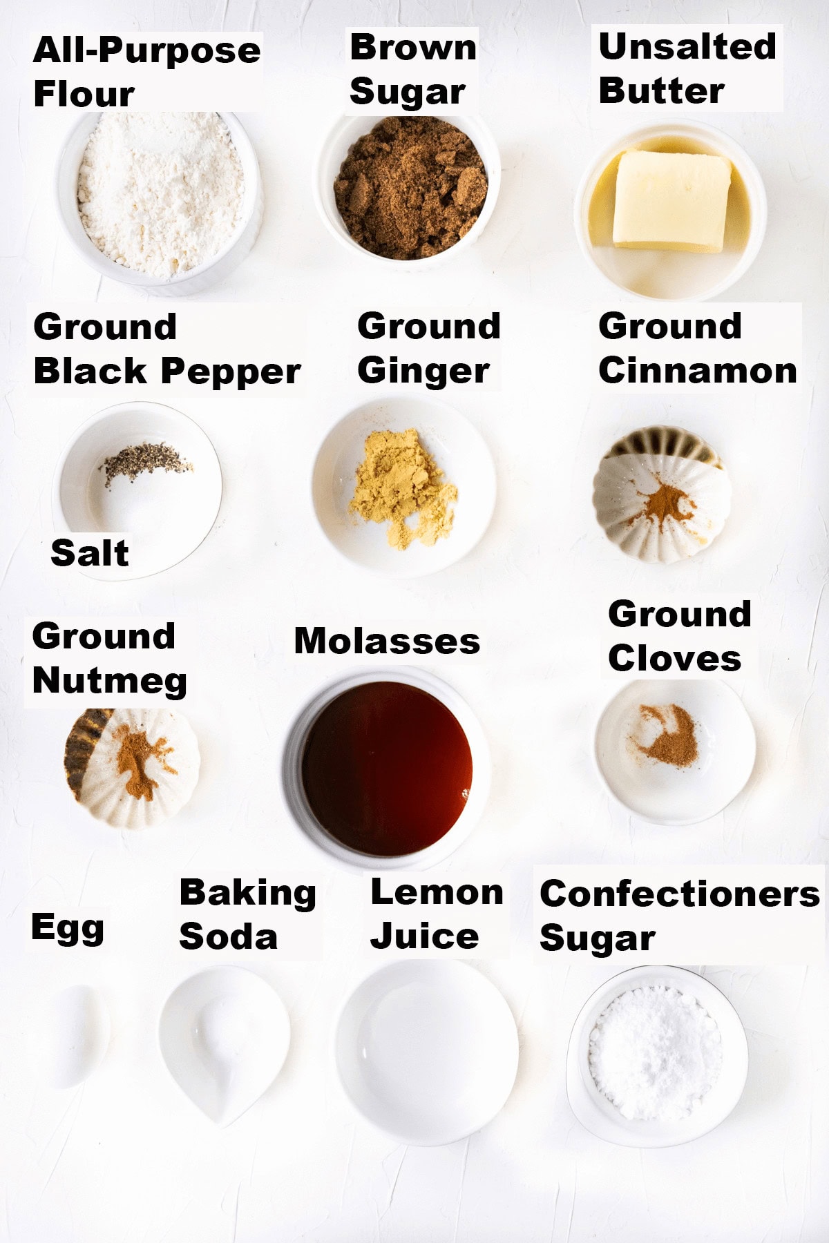 Ingredients for gingerbread cookies recipe. 