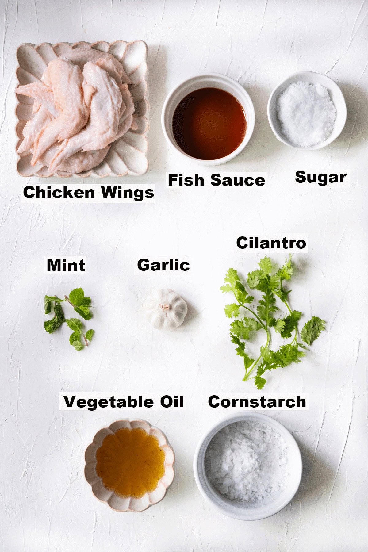 Ingredients for pok pok wings. 