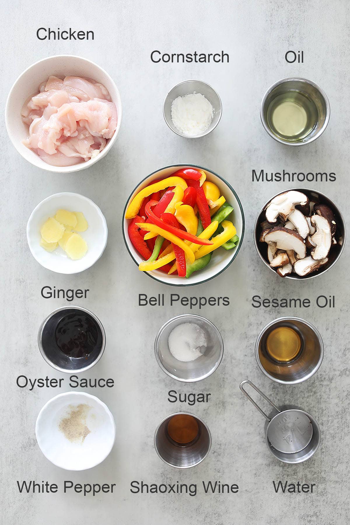 Ingredients for chicken bell pepper.