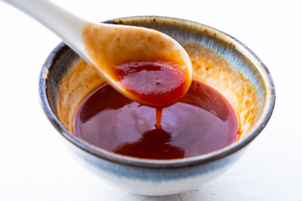 Mango chicken sauce in a bowl.