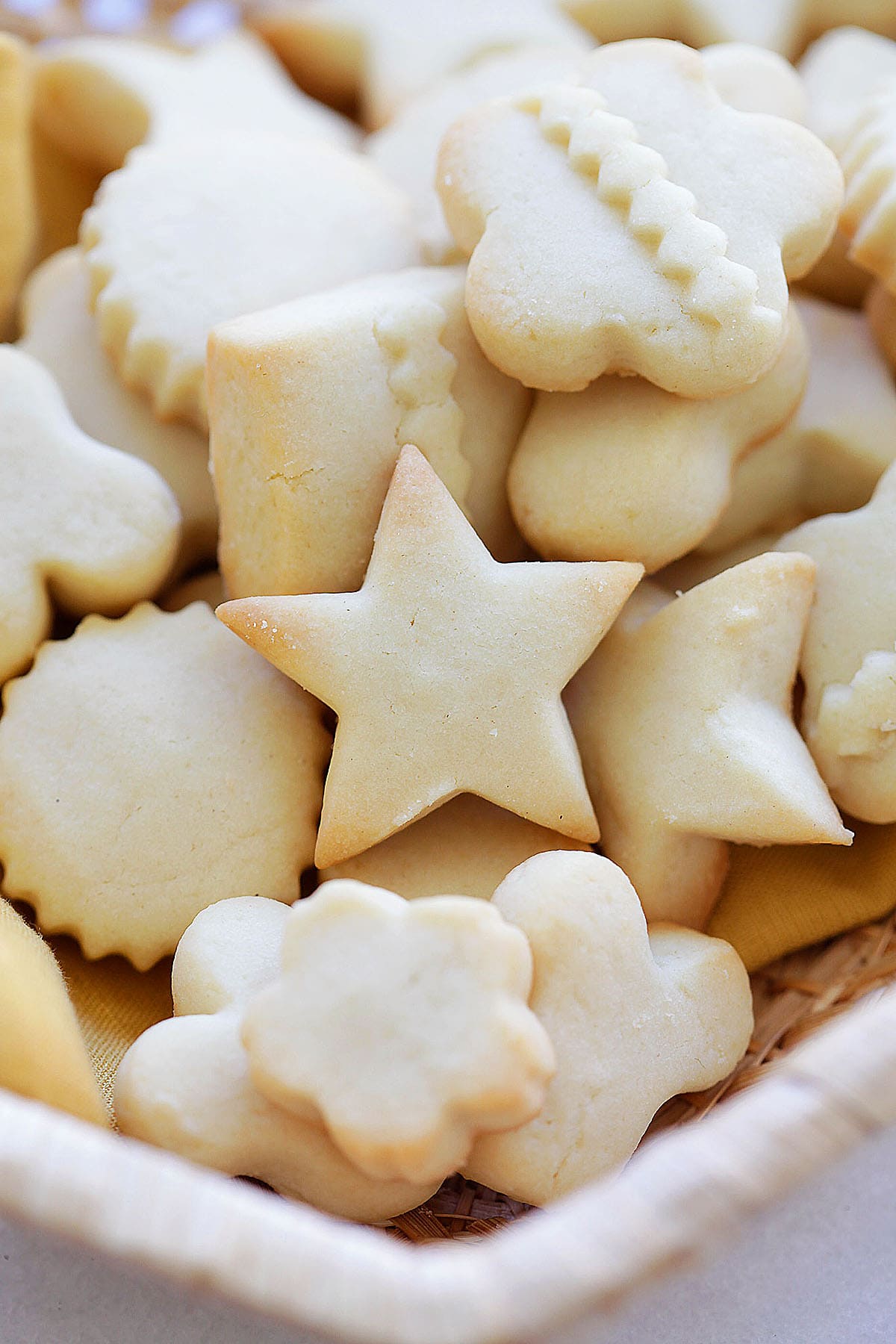 Freshly baked Christmas butter cookies.