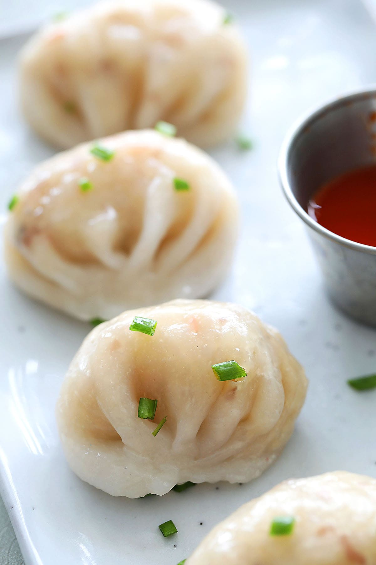 Chai Kueh served with chili sauce.