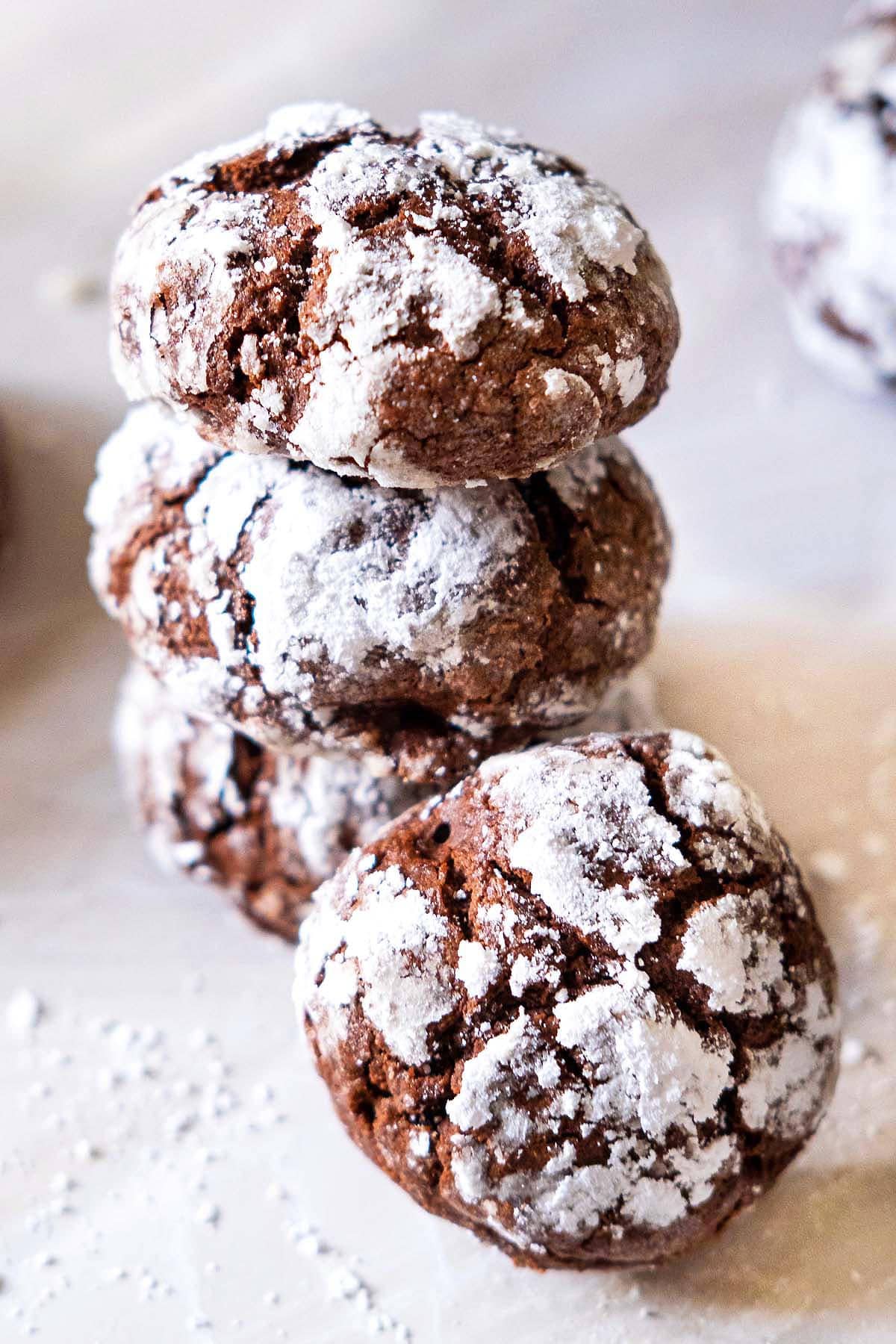 Chocolate crinkle cookies with butter. 