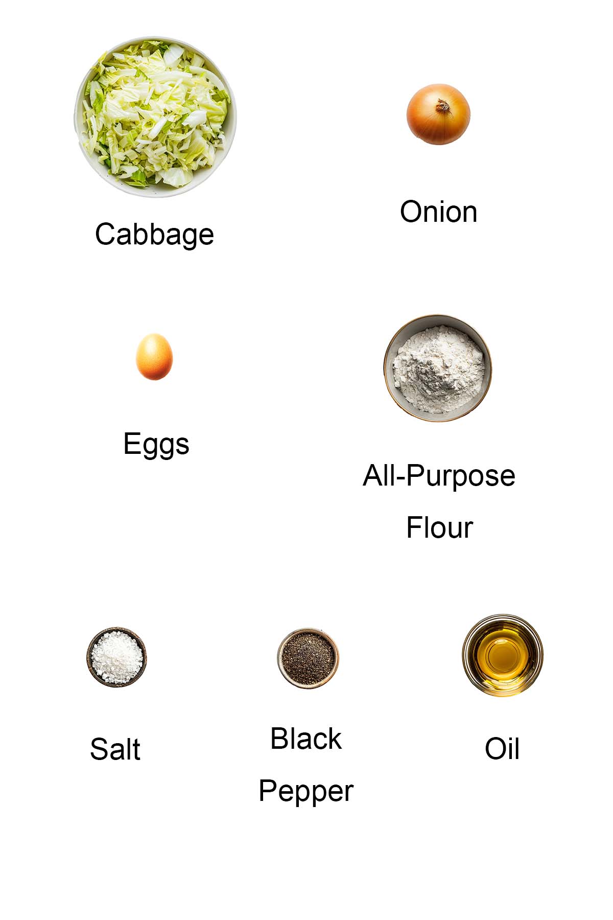 Ingredients for cabbage fritters.