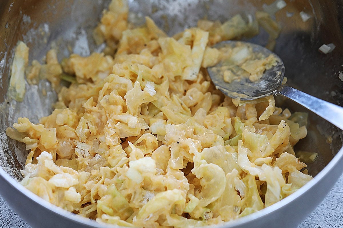 Cabbage cakes batter.