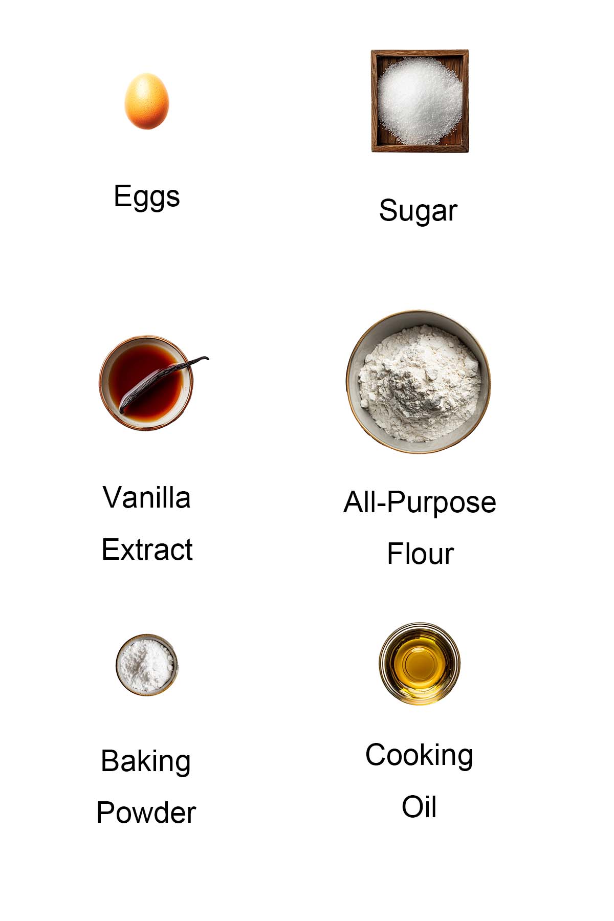 Ingredients for kuih bahulu.