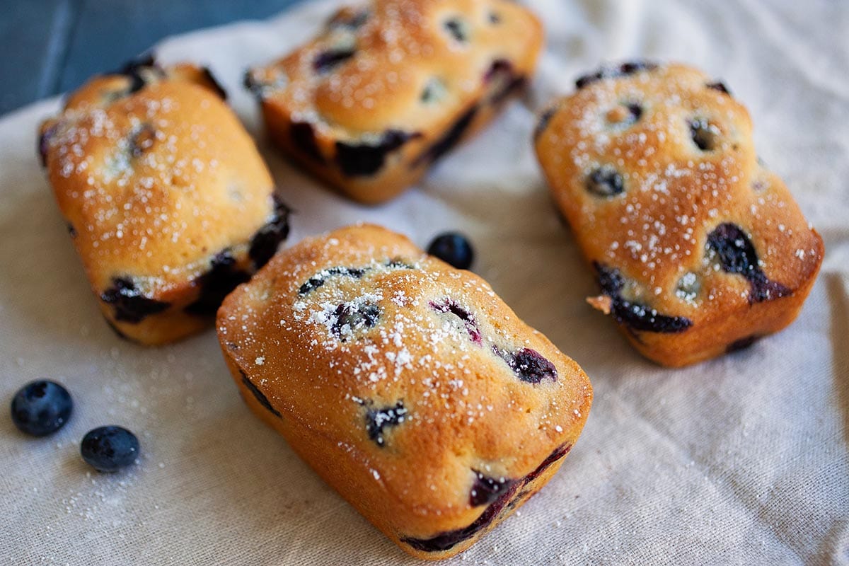 Healthy and moist blueberry cakelets.