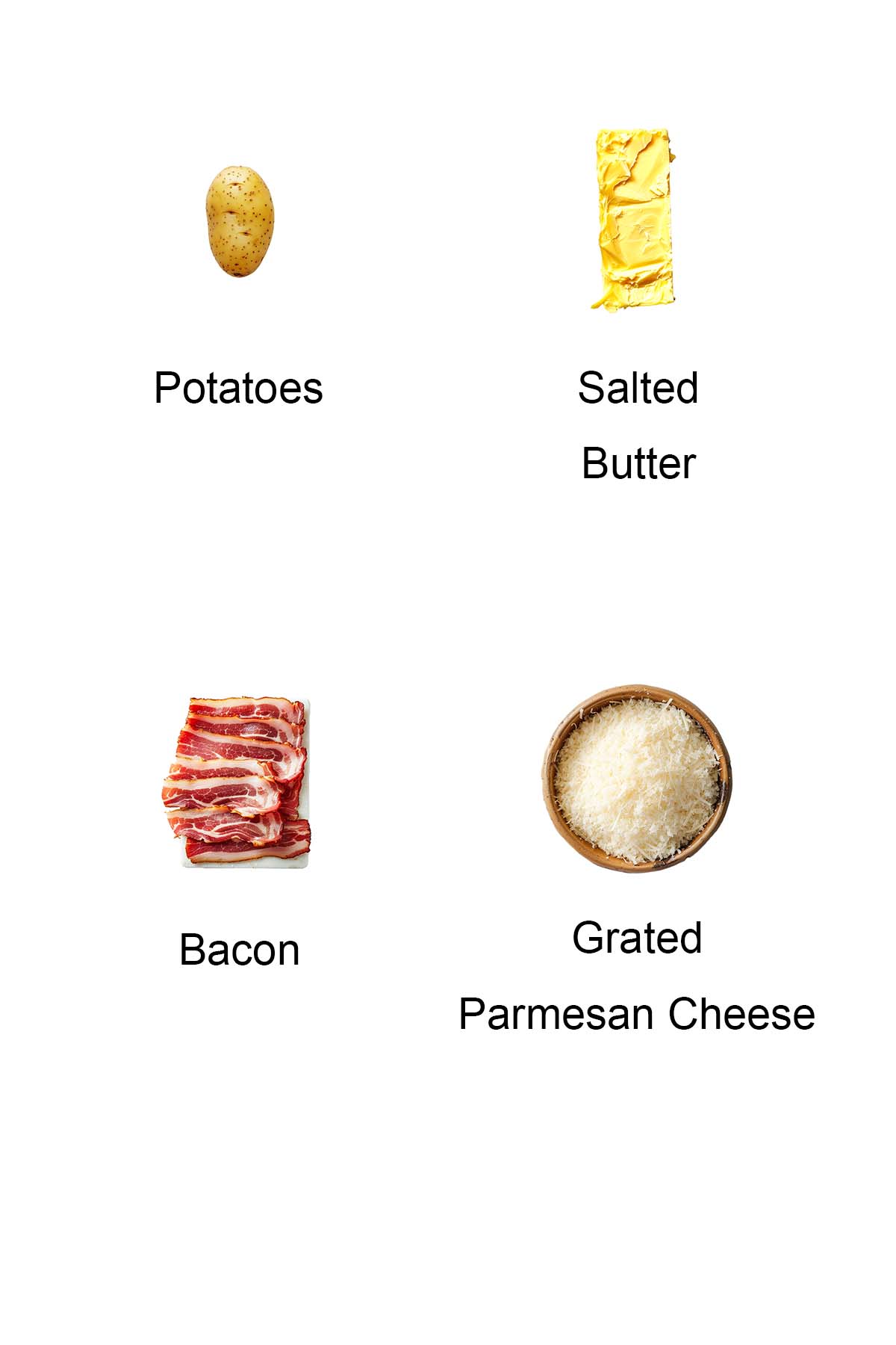 Ingredients for cheesy hasselback potato.