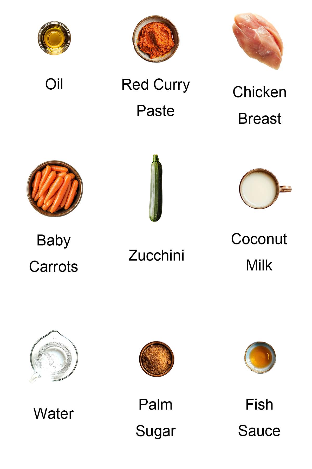 Ingredients for zucchini curry.