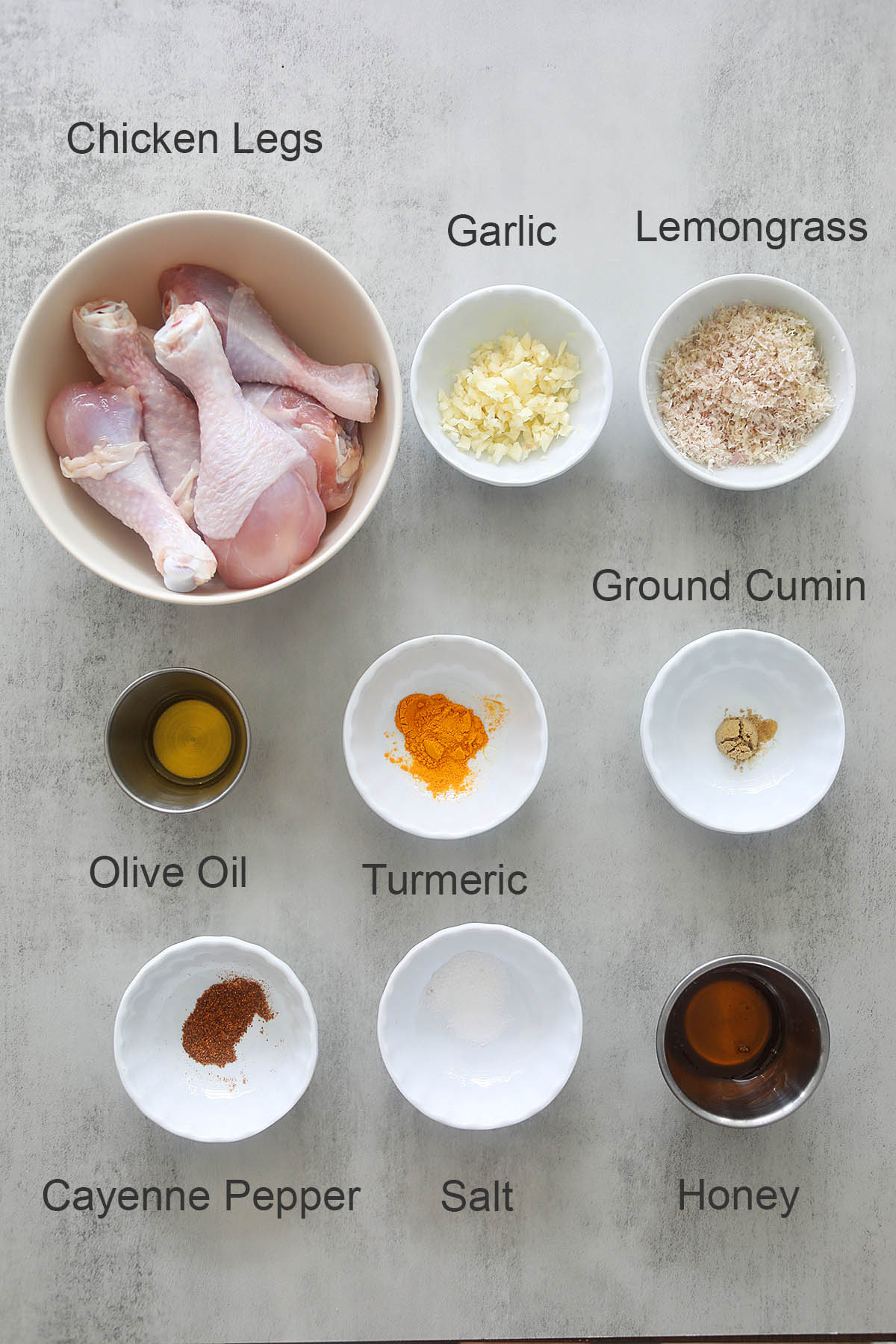 Ingredients for air fryer chicken legs.