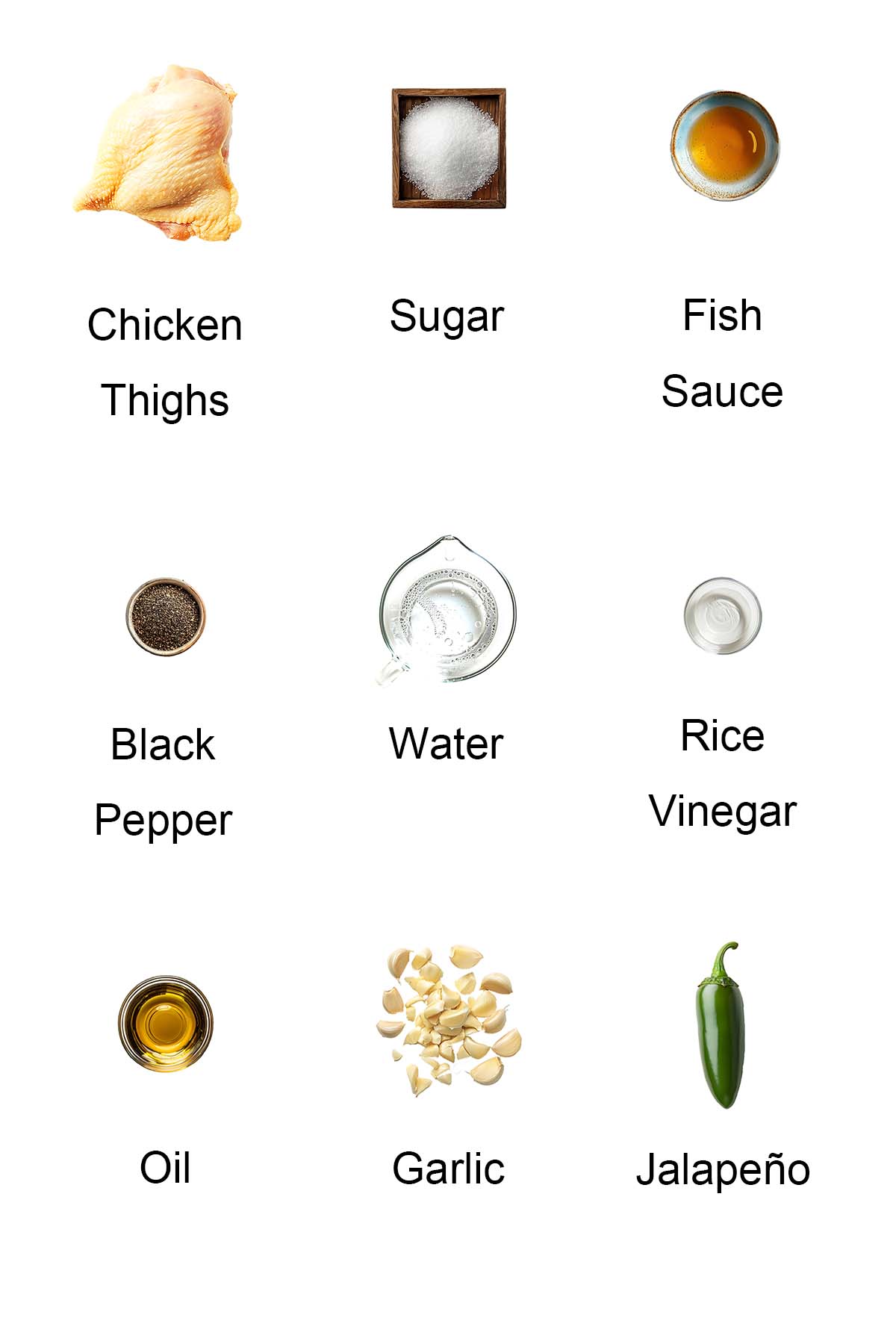 Ingredients for caramel chicken.