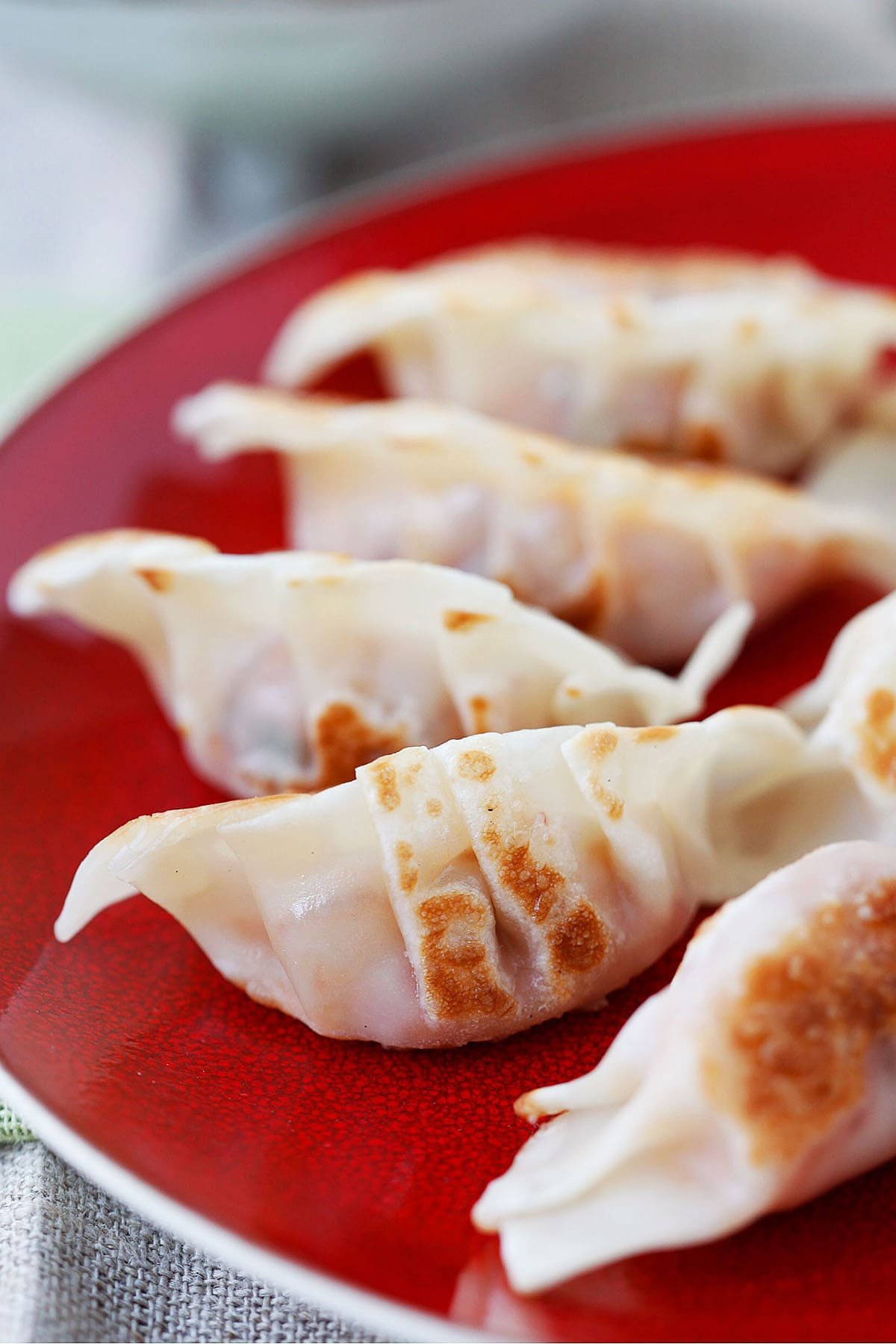 Crispy pork and kimchi dumplings.