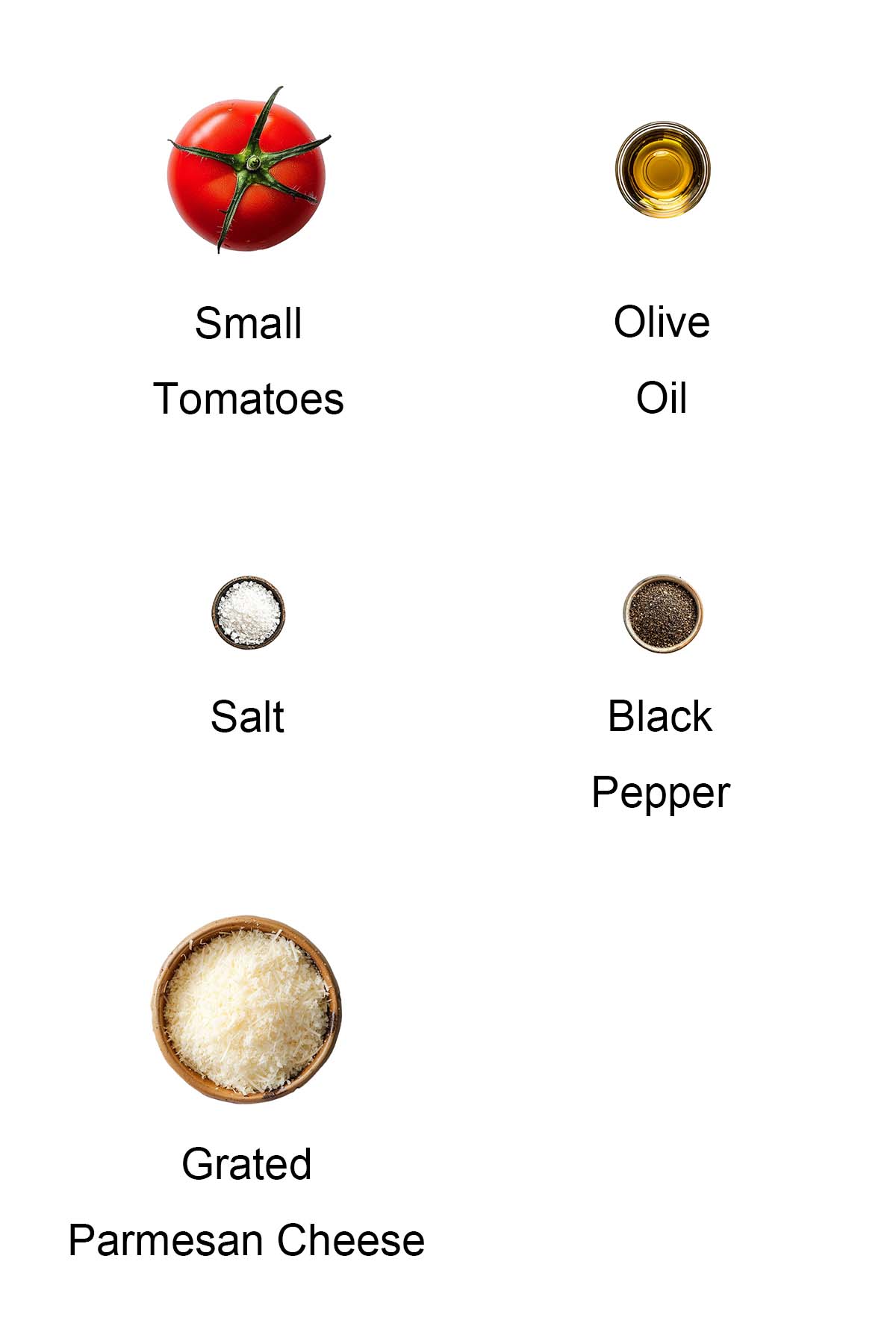 Ingredients for Parmesan baked tomatoes.