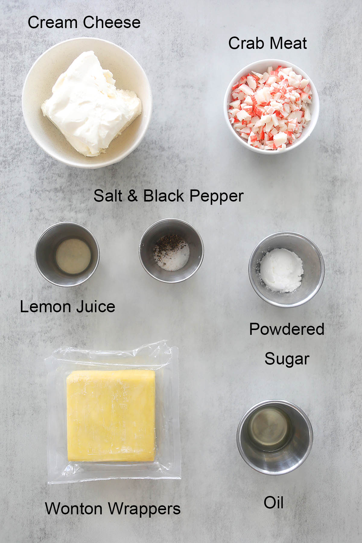 Ingredients for air fryer crab rangoon.
