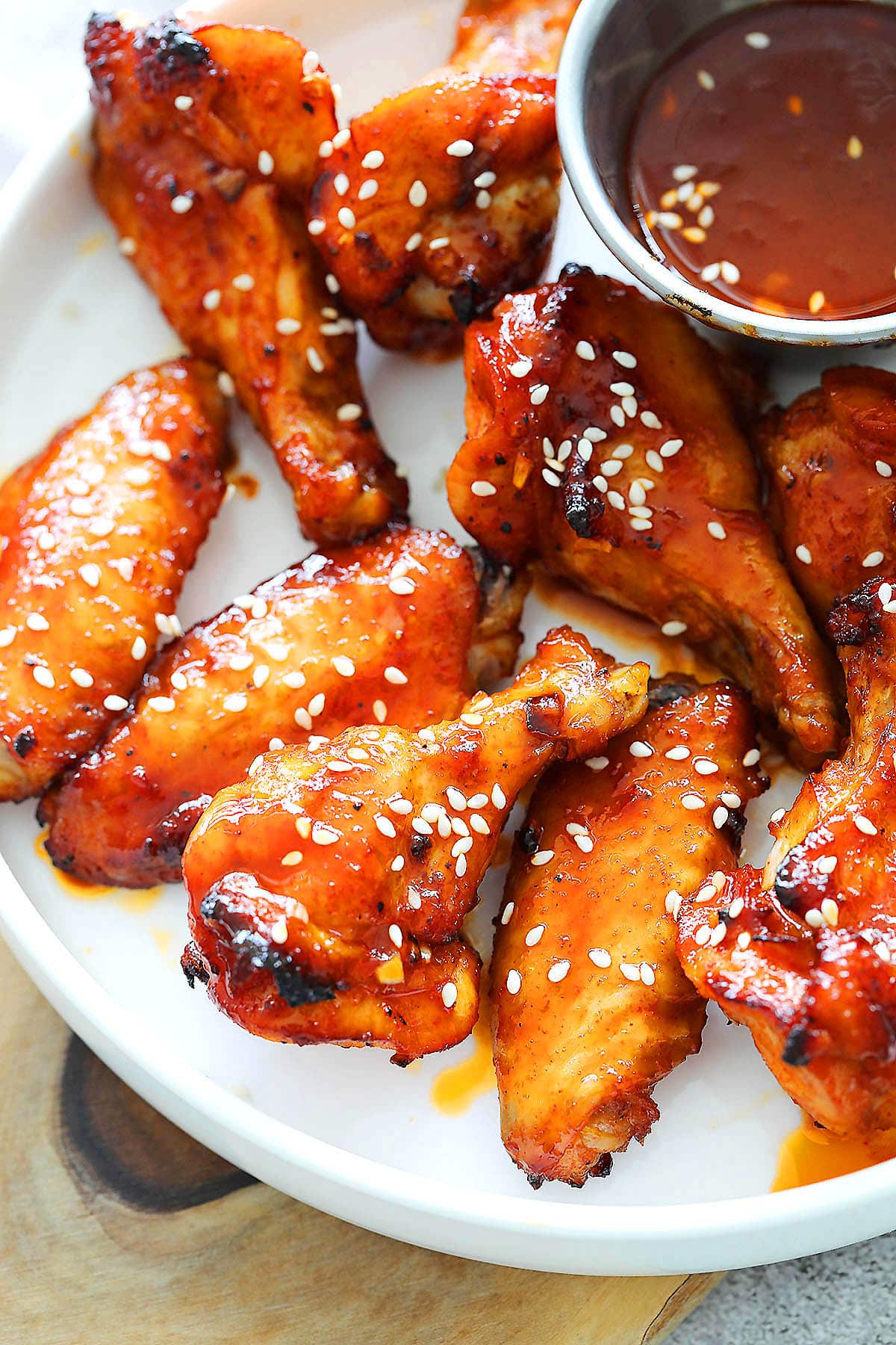 Air fryer Korean chicken wings recipe made with gochujang sauce.