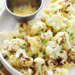Healthy cauliflower recipe made with air fryer Parmesan roasted cauliflower, perfect as a quick and flavorful side dish.