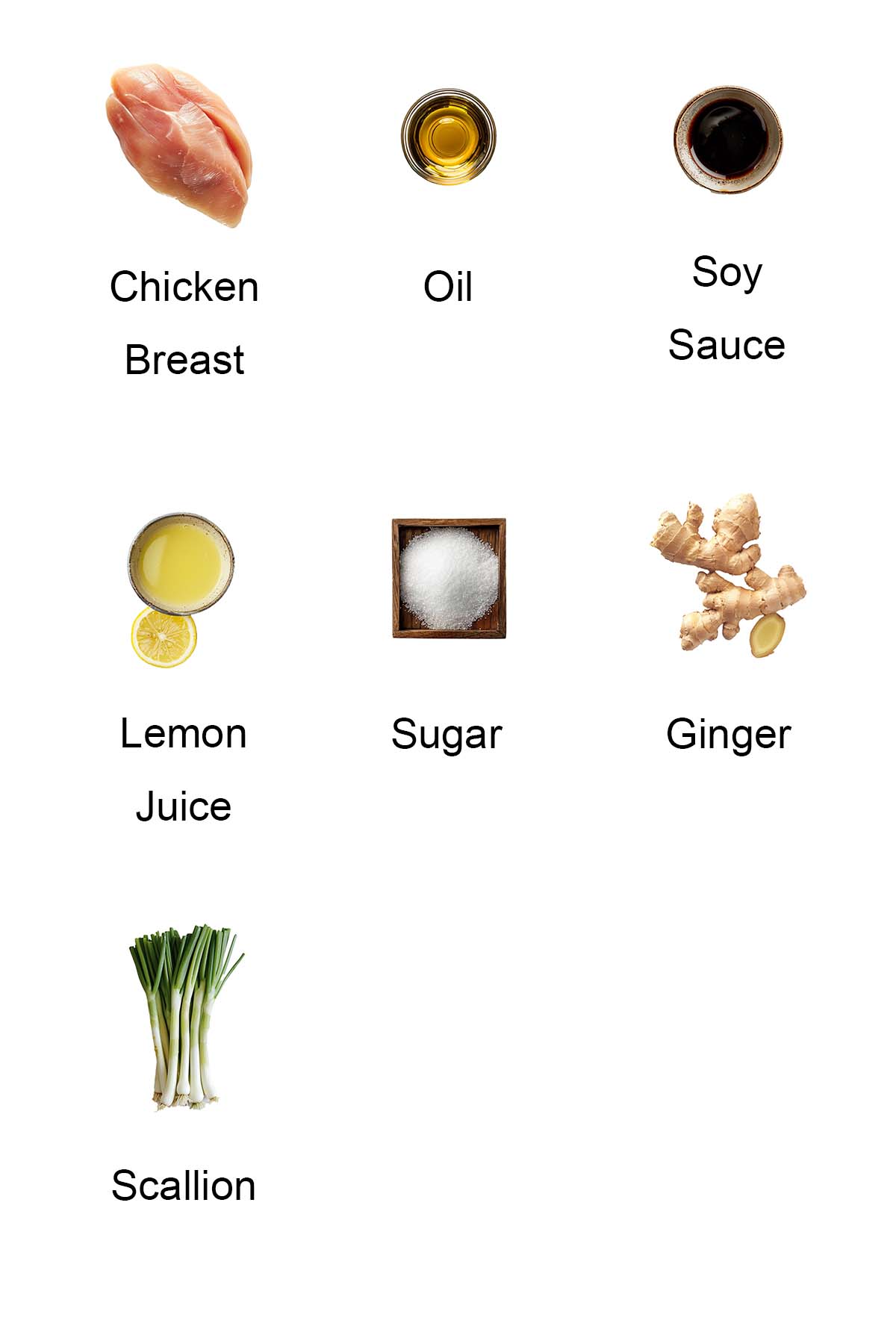 Ingredients for Chinese Mandarin chicken.