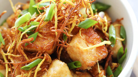 Pan seared halibut in ginger soy sauce.