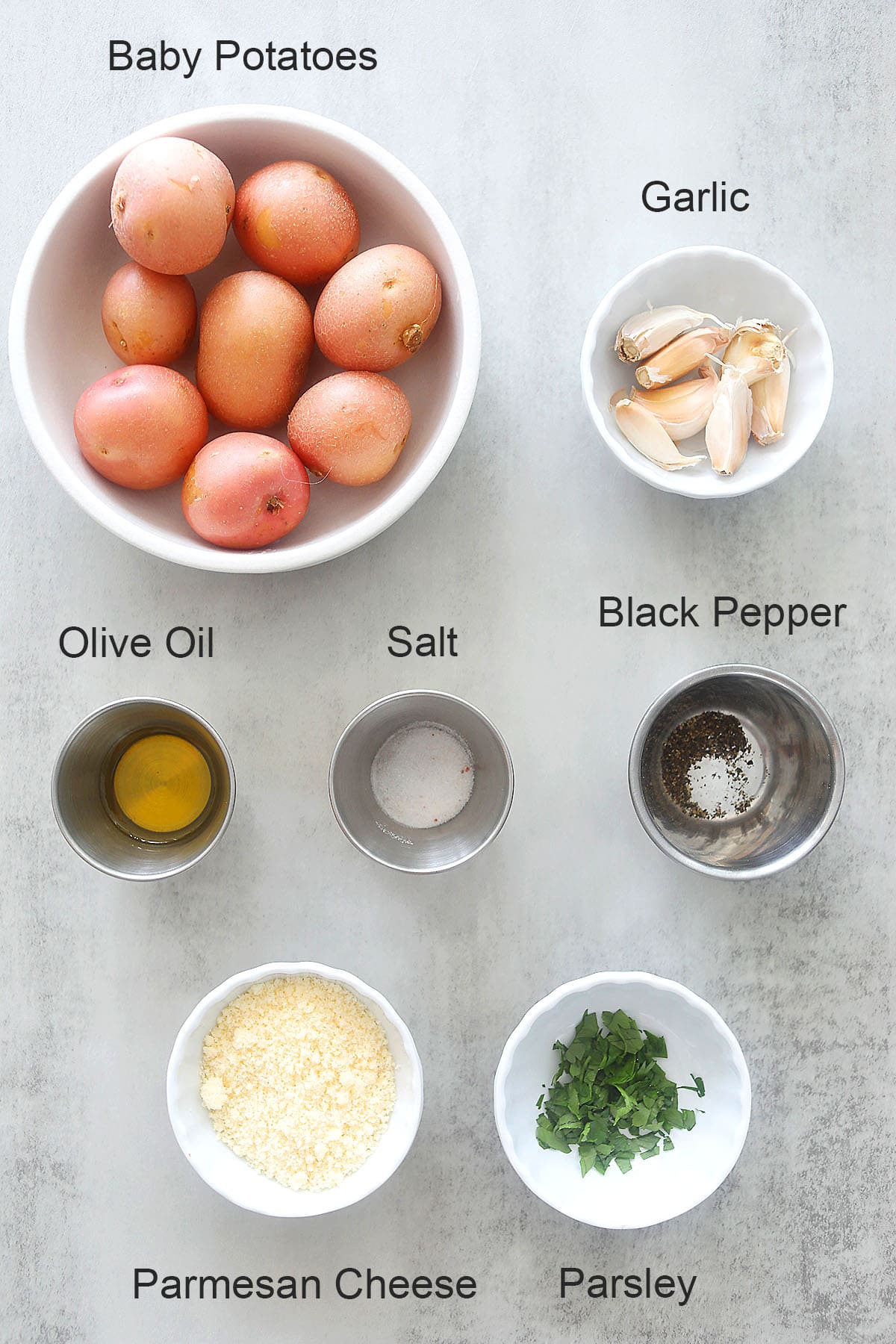 Ingredients for air fryer baby potatoes.
