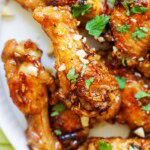Crispy Vietnamese chicken wings with crushed peanuts.